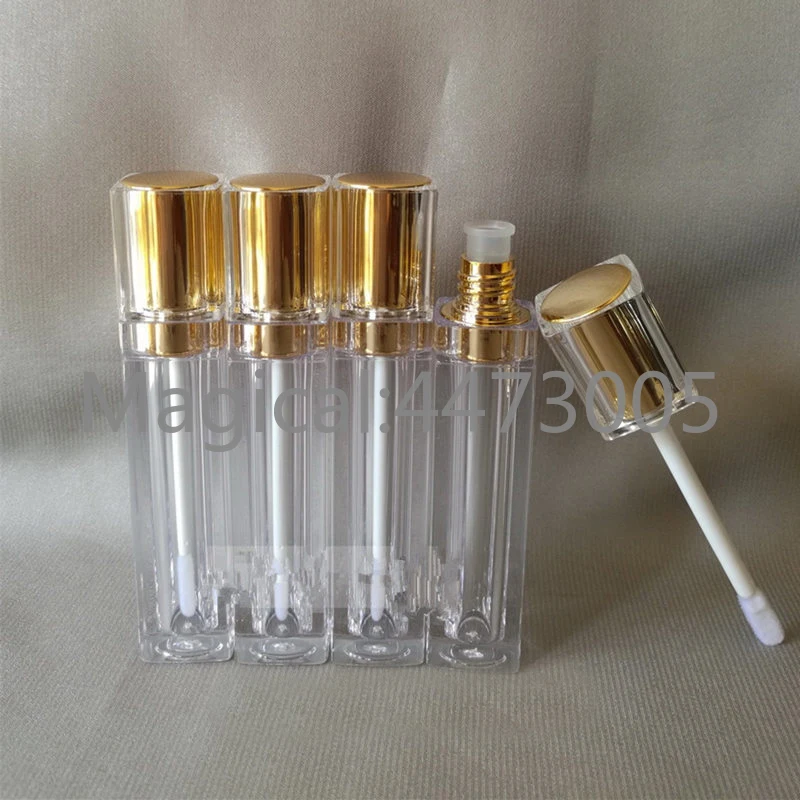 

40pcs/lot 8ML High Grade Cosmetic Lip Gloss Bottle, Empty Elegant Gold Square Plastic Lipstick Refillable Tube,Women Beauty Tool