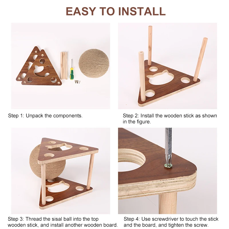 

Wooden Pet Ball Cat Scratch Catch DurableToy Cat Grinding Paws Scratcher Climbing Frame Cat Scra for Cat Exrecise Play