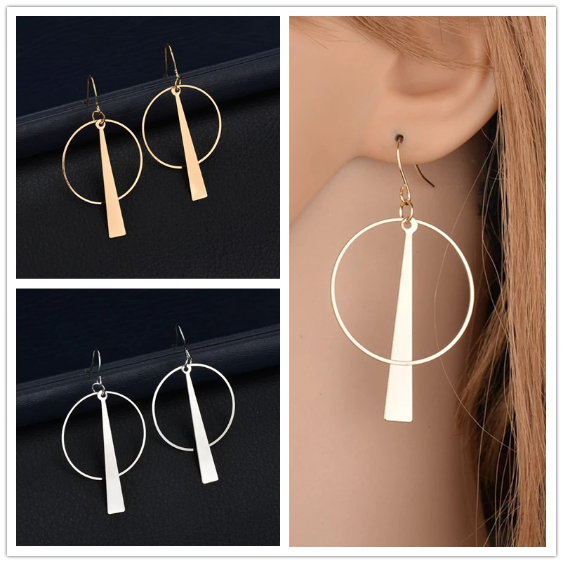 Классическая Металлическая палка серьги кольца с кисточками в виде капель