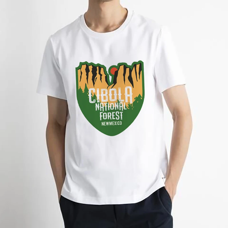 

Cibola National Forest Print Short Sleeve Men's Grunge Clothes Loose Casual Fashion Tops Vintage Streetwear T-shirt for Male