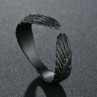 pop style original design angel wings feather wings ring europe and america retro thailand black ring birthday anniversary gift