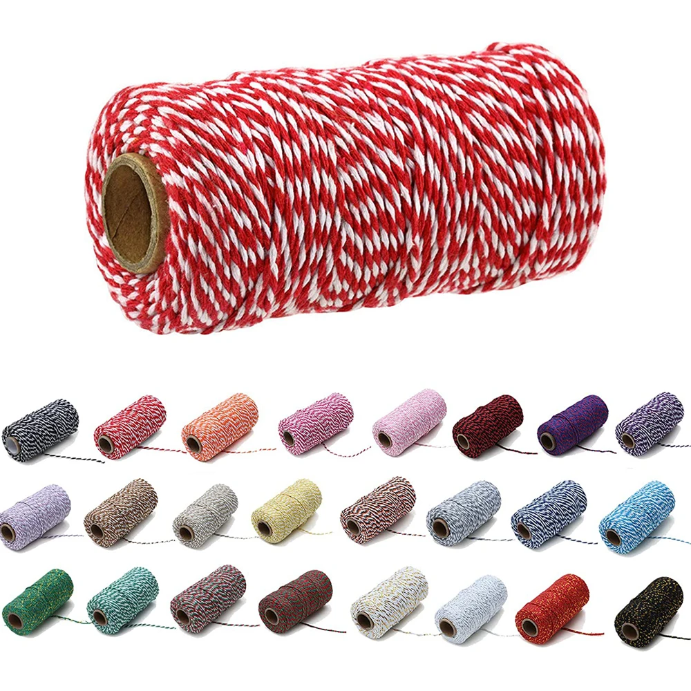 

2mm 100m/Roll Bakers Twine Colourful Cotton Cord Christmas Twine String For DIY Crafts Christmas Gift Wrapping Wedding Decor