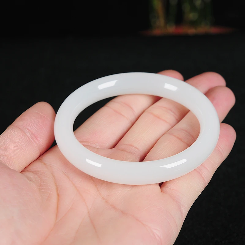 Подлинная натуральная Афганская белая Нефритовая браслет женский 53-64 мм