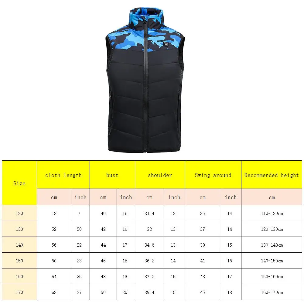 

Winter Outdoor Children Warm Electirc Heated Vest USB Fast Heating Heating Vest Heated Waistcoat Heating Jacket Cotton Jacket