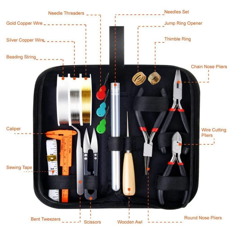

Jewelry Making Supplies Set with Jewelry Pliers Wire Cutter Tweezer Scissor Kit DIY Crafts Necklaces Bracelets Jewellery K3KC