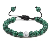 natural green malachite stone beads bracelets weave braiding charm couple bracelet for men women yoga jewellery best friend gift