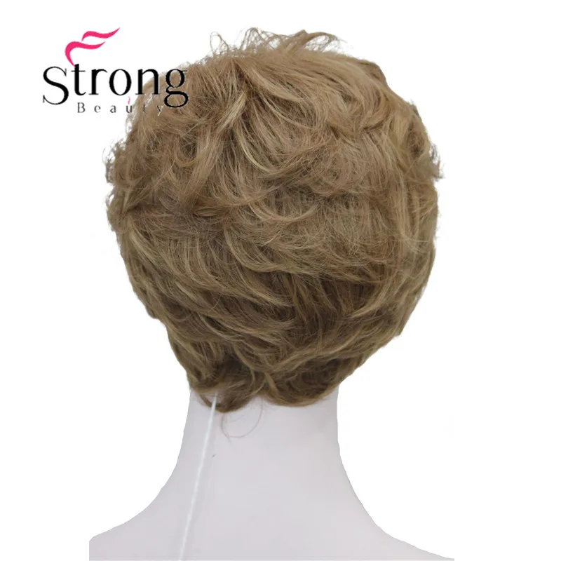 StrongBeauty Shag стиль синтетические парики короткие волнистые слоистые темно-Обурн пользовательские парики для афро-американских