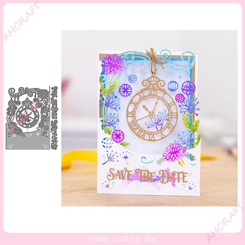 

Часы фоновая рамка металлические пресс-формы для «сделай сам» Скрапбукинг Фотоальбом декоративное тиснение бумажные карты ремесла штамп ...