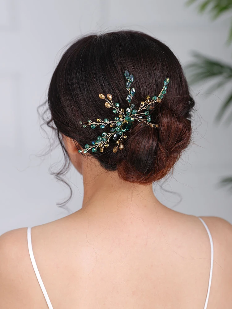 Богемные головные уборы зеленые заколки для волос ручной работы аксессуары
