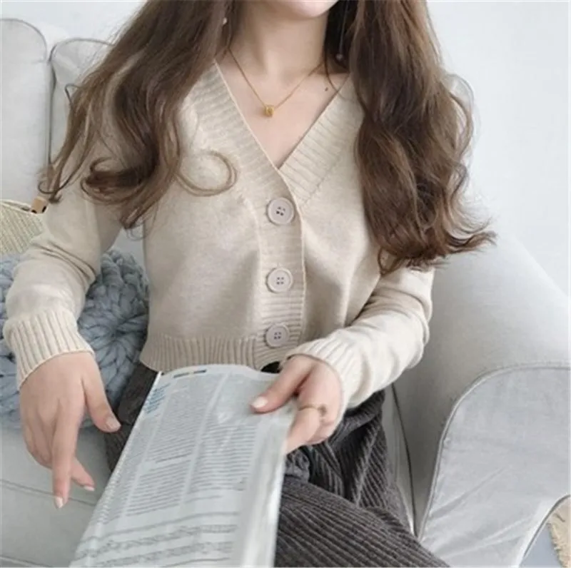 2019 Women Sleeve Knit Cardigan Cropped Top Sweater Vintage PZ2184 |