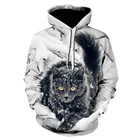 Горячая Распродажа 2021, белая толстовка с изображением животного, кота, 3d принт, унисекс, хип-хоп свитшоты в стиле Харадзюку, Модный повседневный спортивный костюм, толстовки, куртки