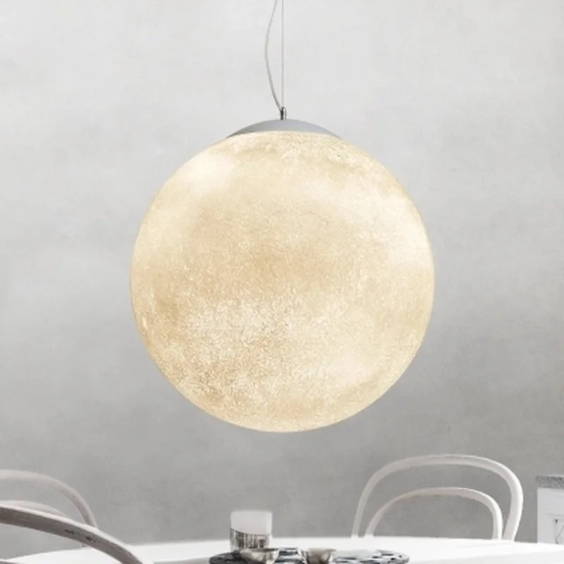 

Nordic Creative Moon Lamp Ball Pendant Lights Resin Lamps for Restaurant Bedroom Living Room Dining Room Decoration Lighting