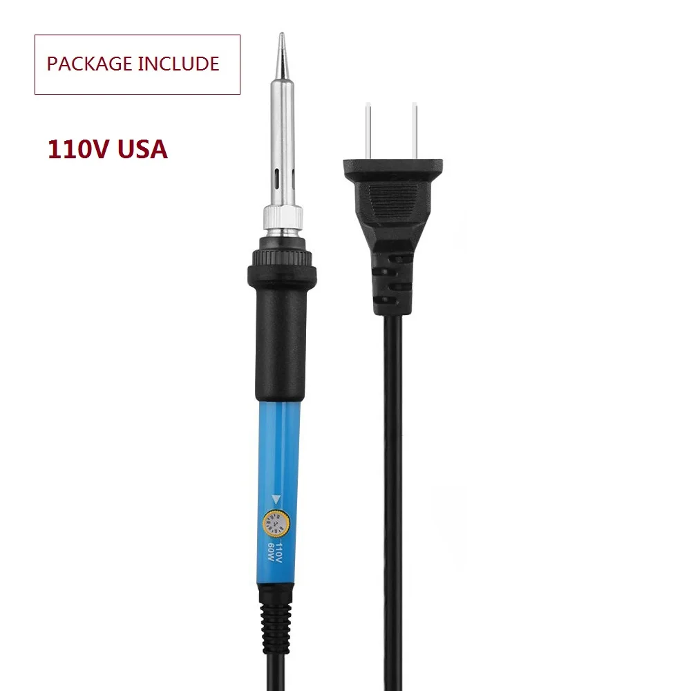 110V USA plug Iron 60 Вт паяльник с регулируемой температурой Электрический паяльник паяльная станция мини-ручка термокарандаш сварочные ремонтные инструменты - Цвет: 110V USA plug Iron