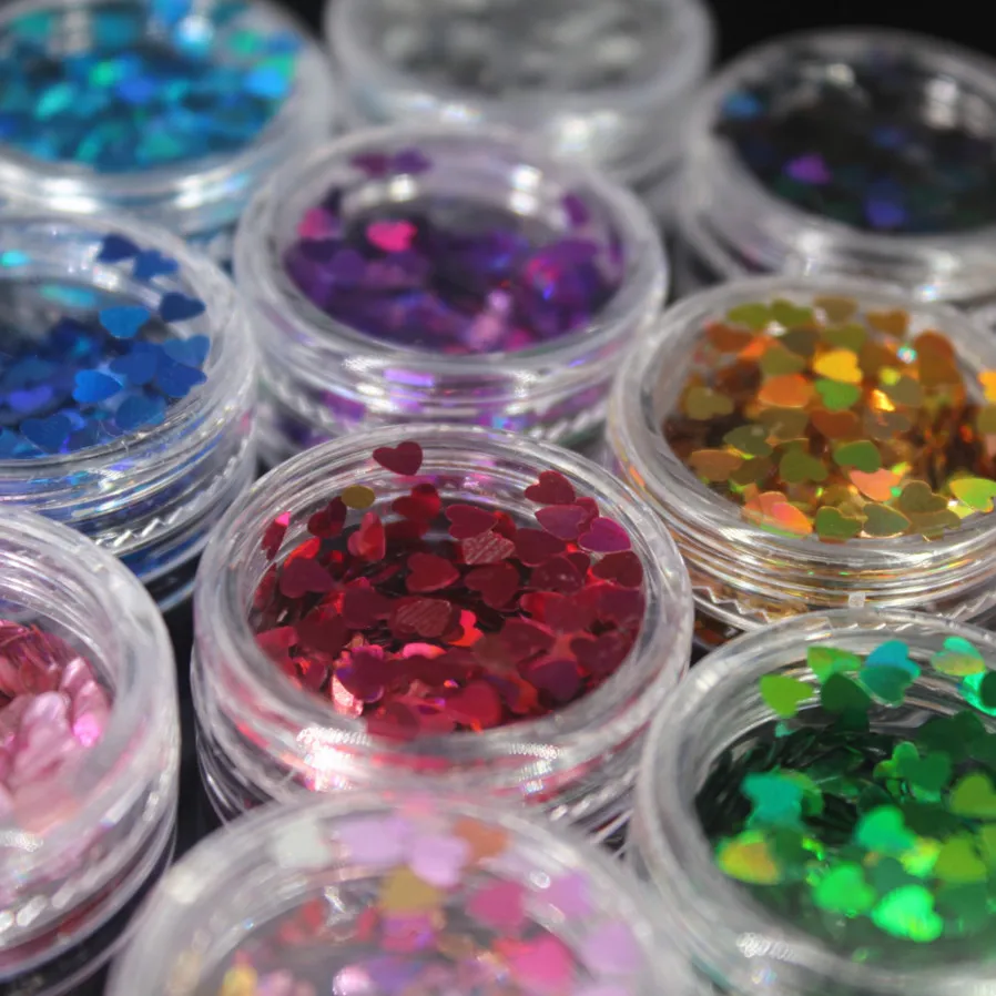 1Box Colours Color Sequins Acrylic Powder Crystal Polymer Nail Art Tips Builder False Nails Heart Shape | Красота и здоровье