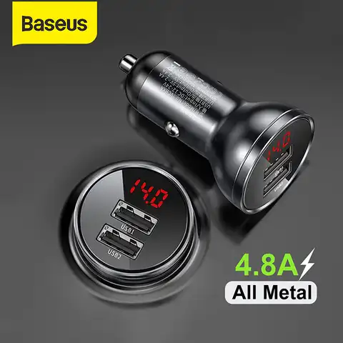 Baseus 24 Вт USB Автомобильное зарядное устройство двойное USB зарядное устройство со светодиодным дисплеем Универсальный мобильный телефон заря...