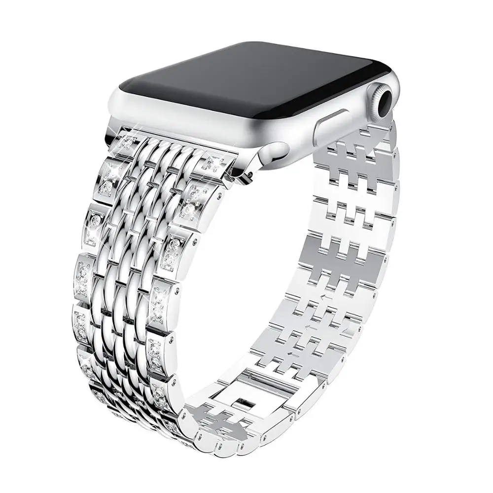 

Women Diamond Bracelet for Apple Watch 38mm 40mm 42mm 44mm Metal Wrist Band Stainless Steel Strap for iWatch Series 5/4/3/2/1