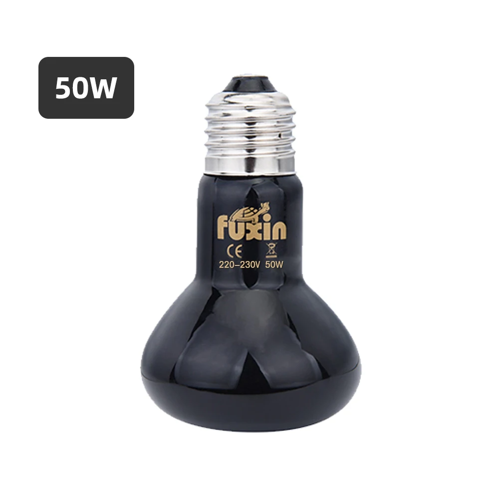 BLACK 50W Лампа для рептилий Mini Pet нагревательная лампа E27 УФ дневной и ночной режимы амфибия черепаха, змея лампы тепла лампа для рептилий светильник 25/50/100 Вт AC220-230V - Цвет: BLACK 50W