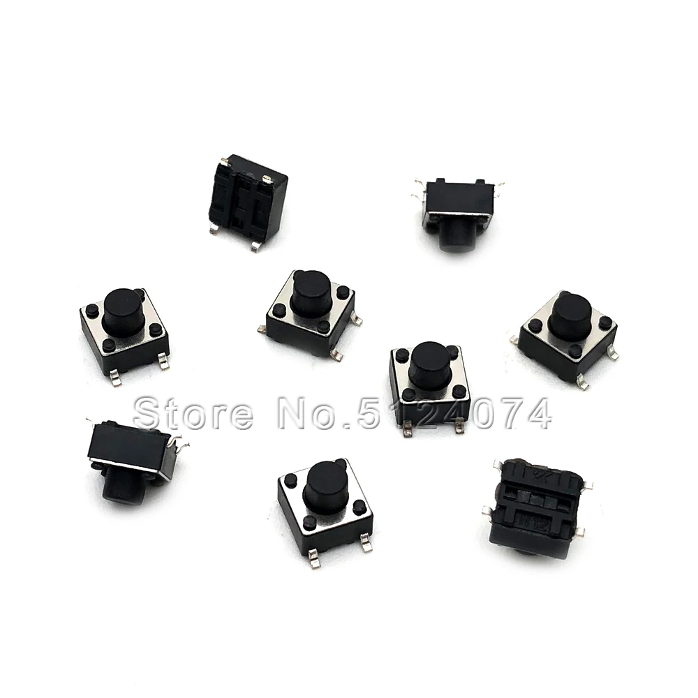 100 шт./лот 6*6*6 мм 4pin контактный выключатель SMD micro/кнопка переключения клавиш 4P 6x6x6