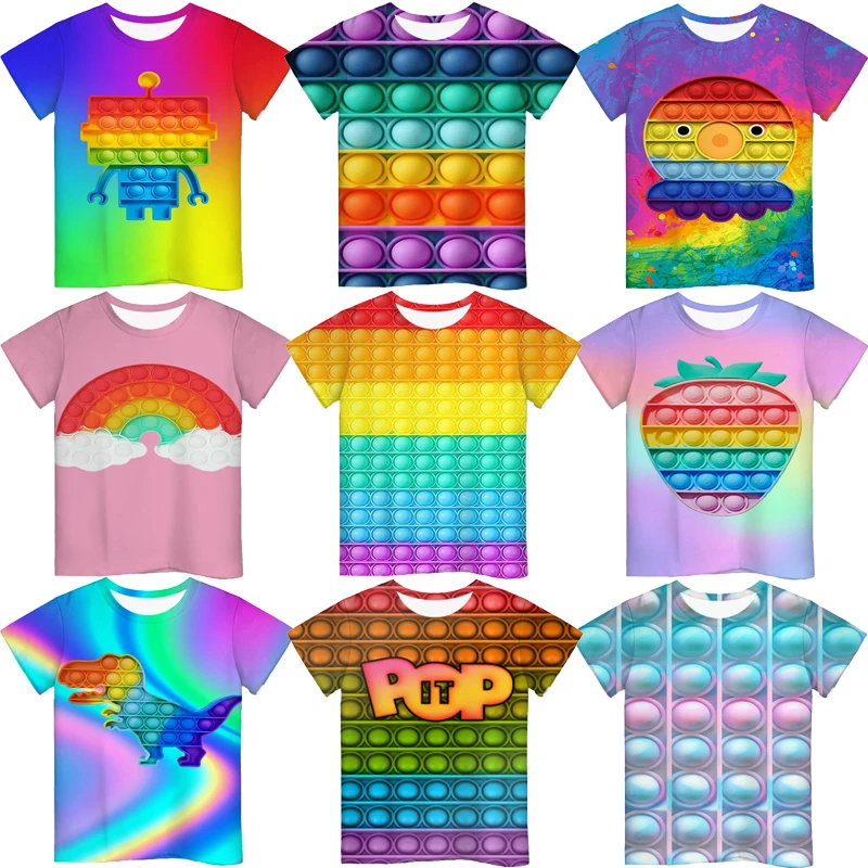 Детские футболки с пузырьковым 3D принтом забавные мультяшные для мальчиков и