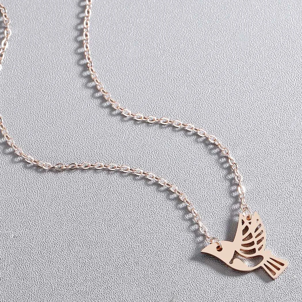 Kinitial Stainless Steel Bird Necklace for women Charm Animal Pendant Chain Necklaces &amp Pendants Chokers Fashion Collar Jewelry |