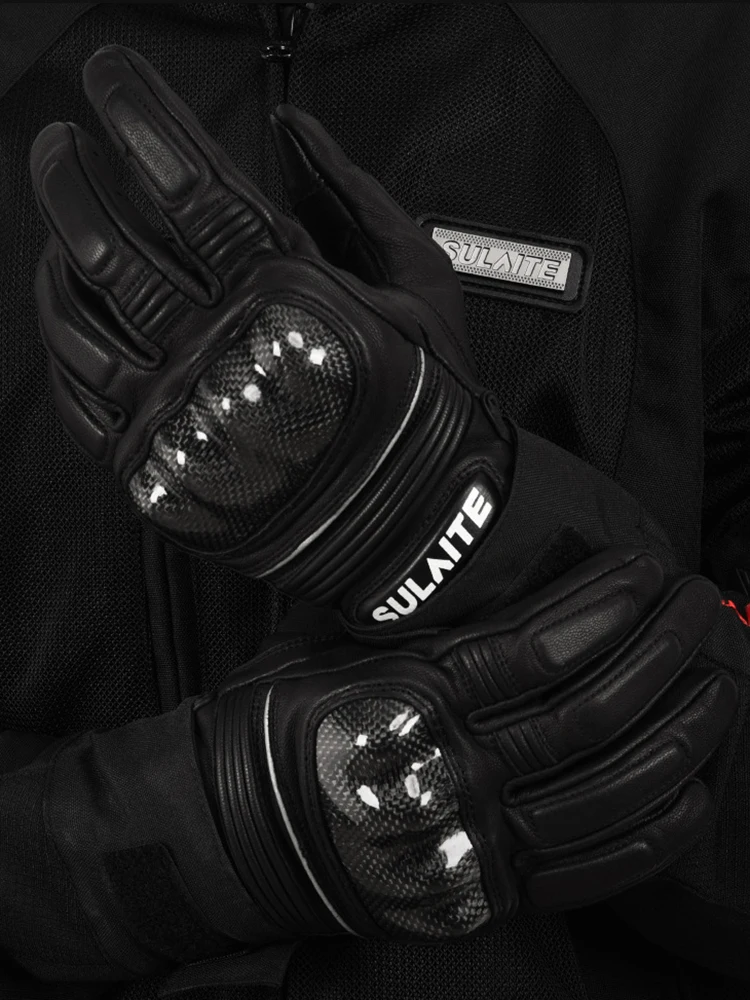 

Motorcycle Sheepskin Full Finger Gloves Riding Carbon Fiber Breathable Gloves Motorbike Bicycle Fashion Glove Touch Screen Glove