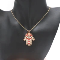 zhongvi evil eye necklace hamsa hand gold chain women necklaces 2021 boho miyuki eye fashion stainless steel jewelry
