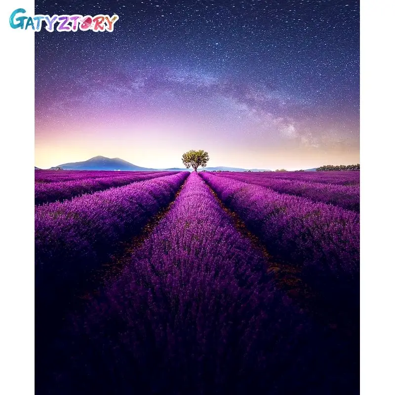 

Gatyztory Painting By Numbers For Adults Lavender Canvas Painting Landscape Coloring By Numbers Decorative Frames Home Decor