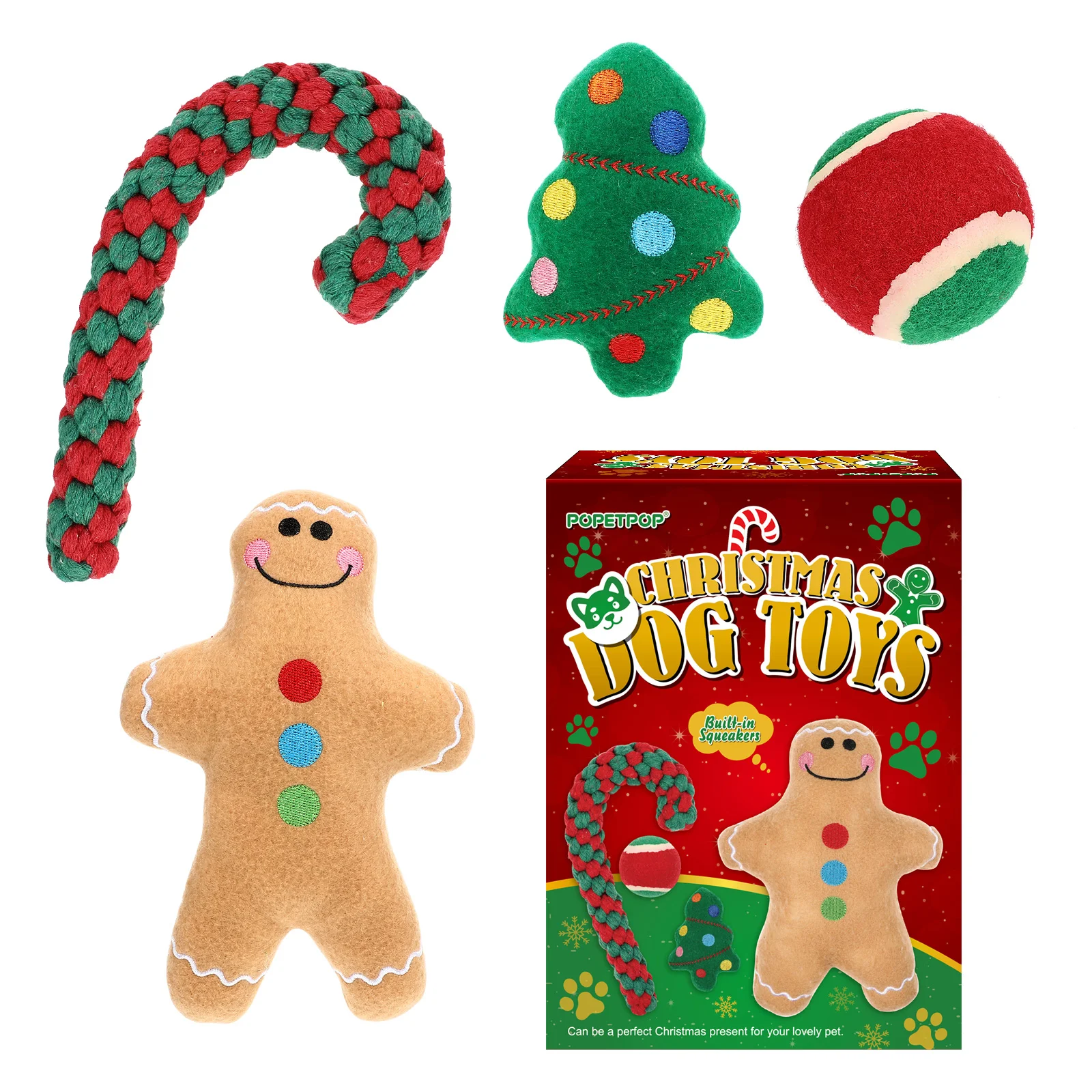 

POPETPOP, 4 шт., планшетофон для прорезывания зубов, Рождественская елка, тростник, имбирь, игрушки для мужчин