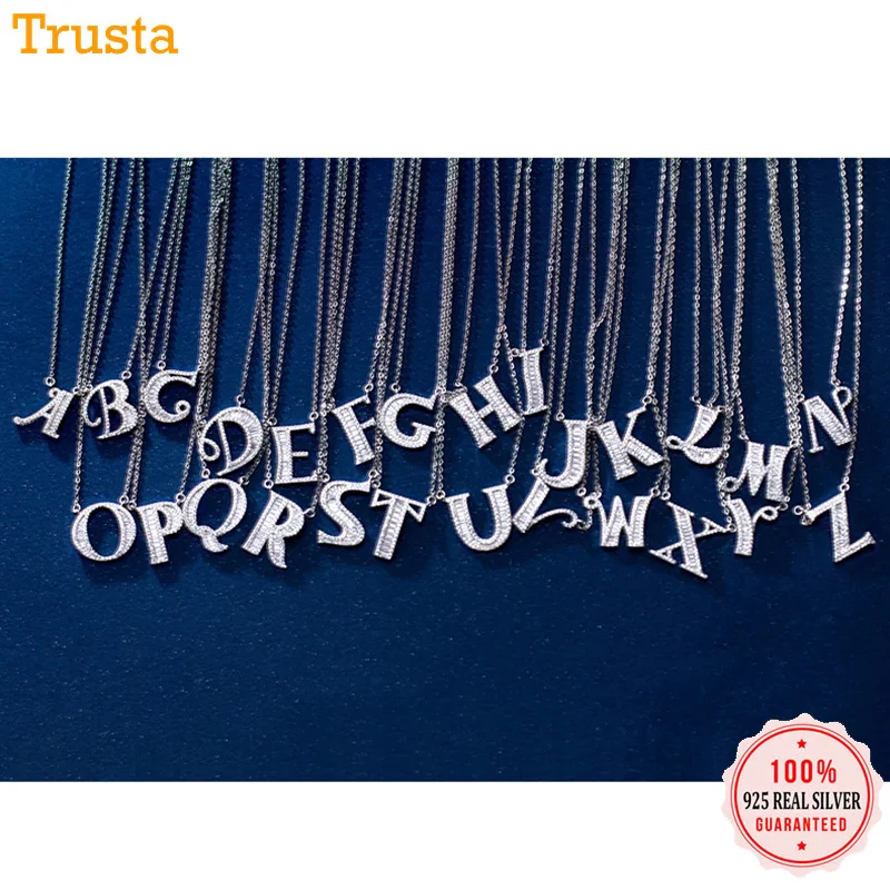 Trustdavis 100% 925 пробы Серебряный 26 букв Ослепительный CZ кулон 40 см короткая ключица