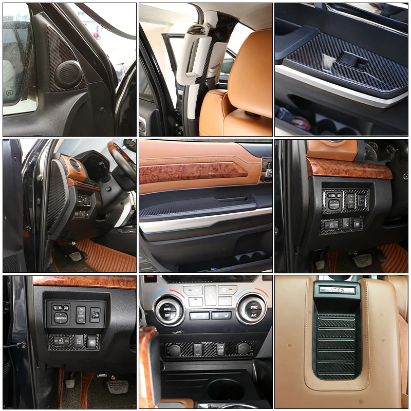 

Для Toyota Tundra 2014-18, мягкая карбоновая модификация автомобиля, внутренняя отделка, полоса, крышка рамы, отделочная полоса, наклейки, автомобильные аксессуары