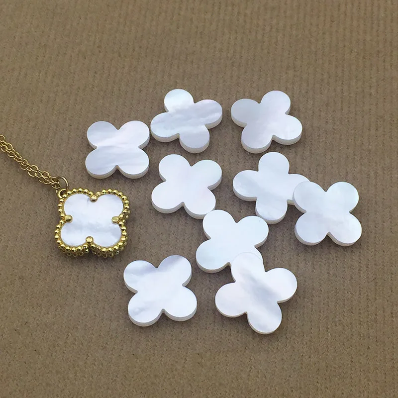 Белый натуральный перламутр ракушки цветка удача четырехлистные бусины с