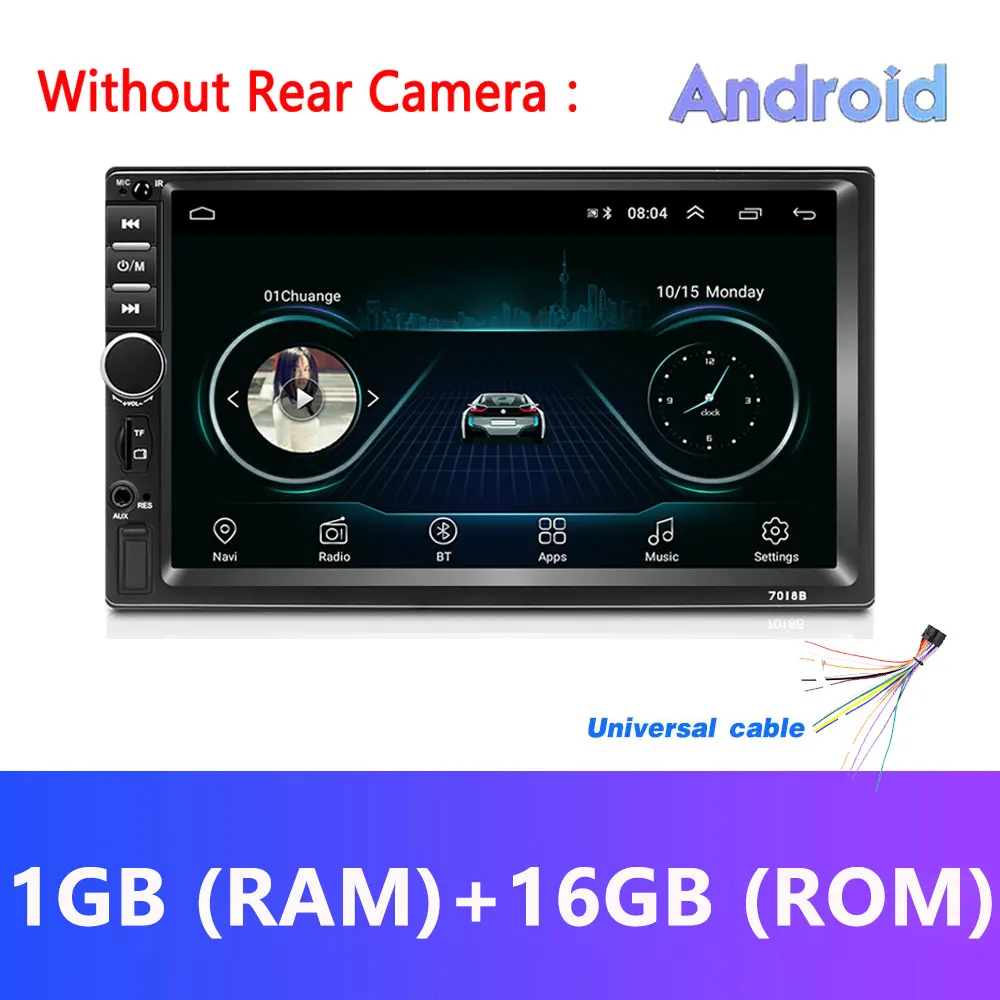1G 16GB Radio Only Podofo Android 8,1 2 Din автомобильное радио ram 2GB+ rom 32GB Android 7 ''2Din Универсальное автомобильное радио Авторадио gps мультимедийный блок плеер - Цвет: 1G 16GB Radio Only