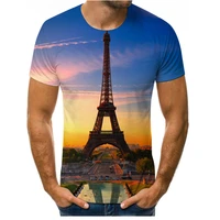 summer new mens and womens 3dt shirt photography landscape printing pattern casual fashion mens large size short sleeve