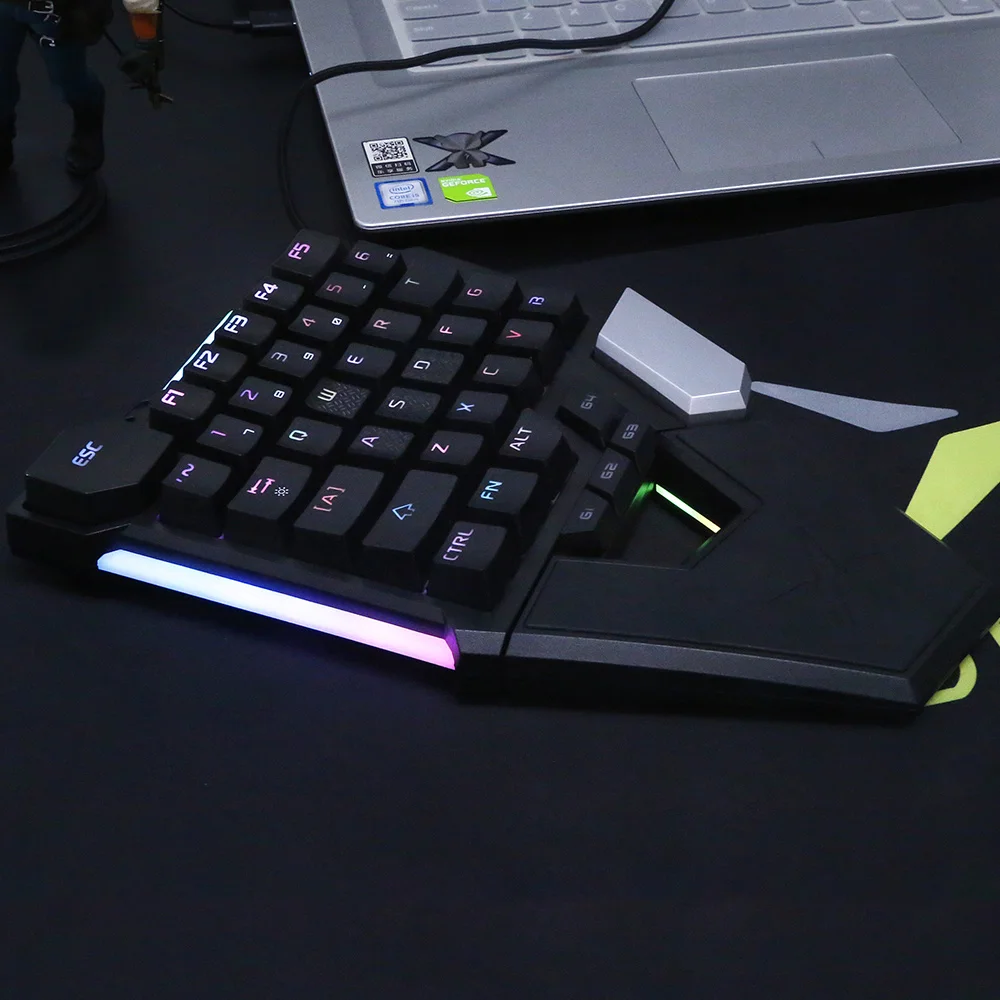 DELUX T6 Одноручные механические игровые клавиатуры складной RGB 39 ключ полностью программируемая Проводная клавиатура для ноутбука PC Gamer