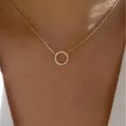 Милое круглое ожерелье с кристаллами для женщин, подарок, модное простое Золотое геометрическое ожерелье с подвеской, бижутерия на день рождения