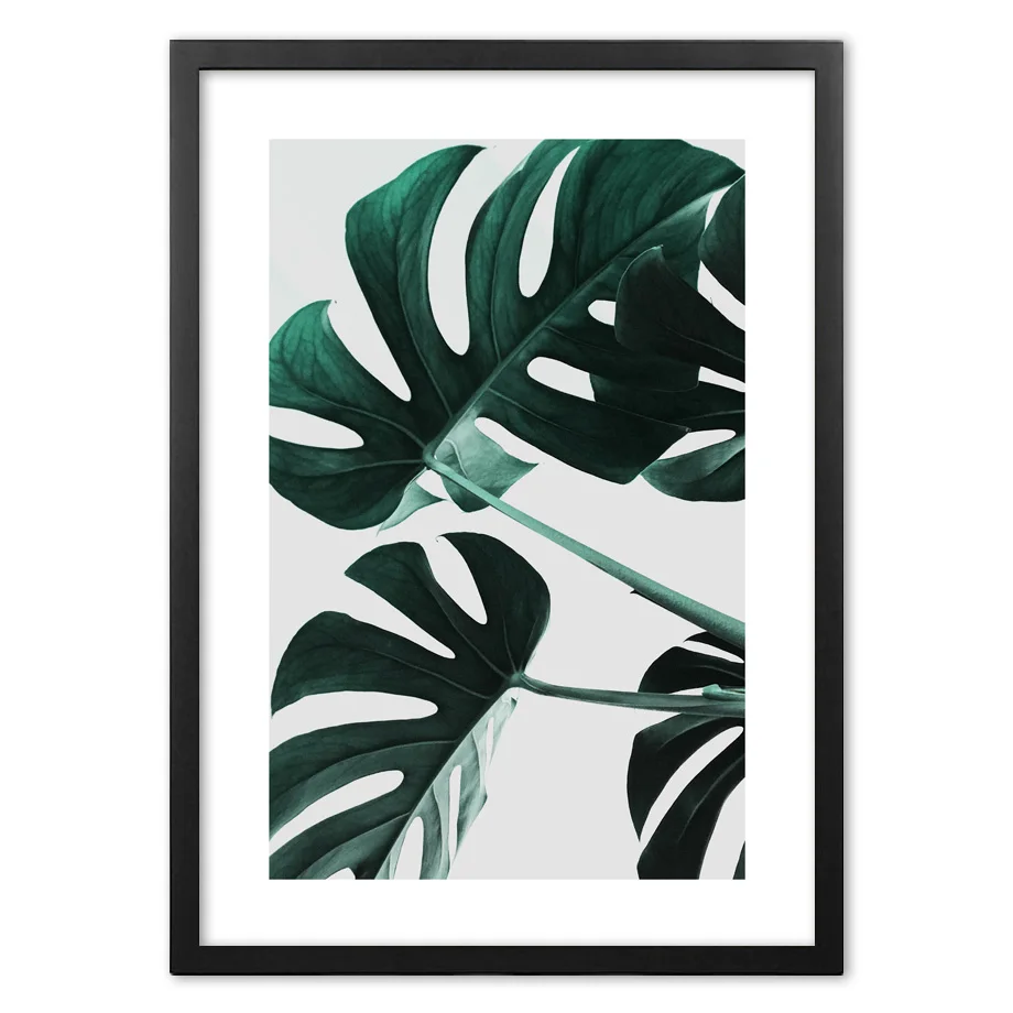 Настенная картина монстера в скандинавском стиле с изображением листьев