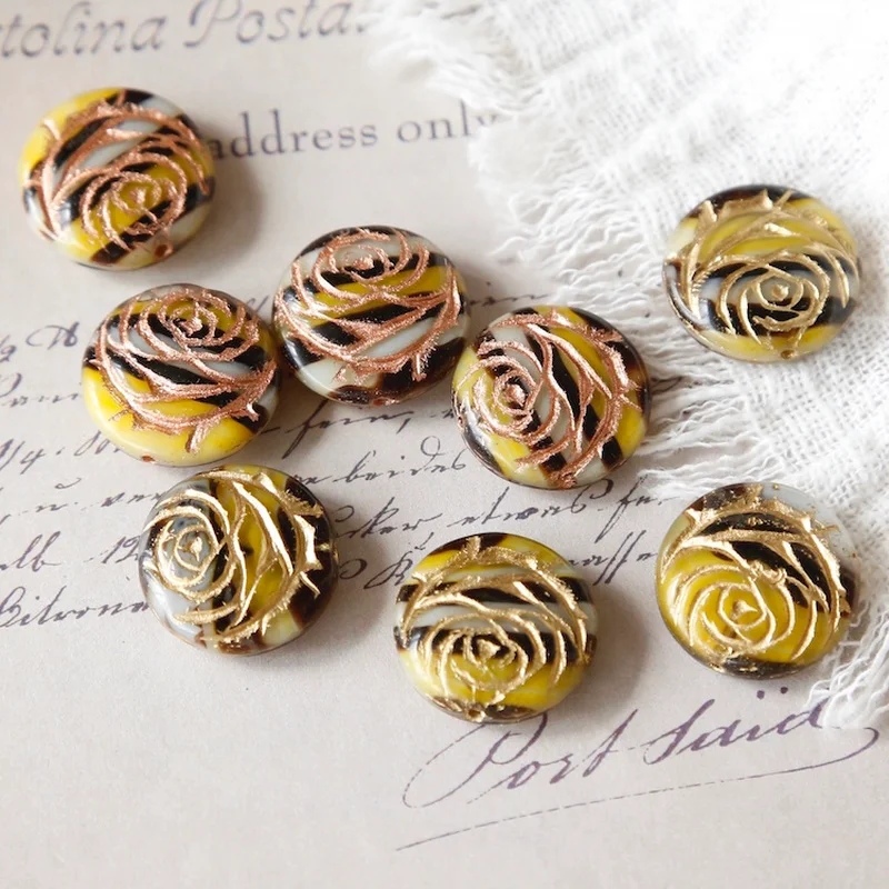

Retro Contrast Stripe Rose Gold-Gold Glass Bead Earrings DIY Handmade Accessories