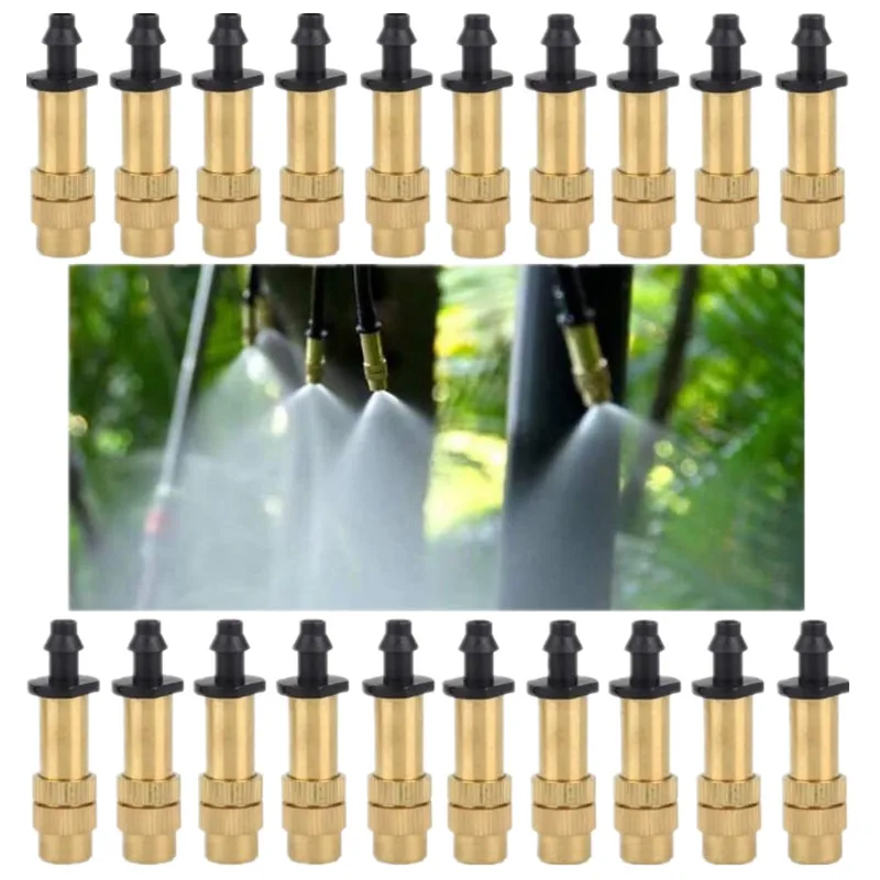 

20pcs Brass Misting Sprinkler Adjustable Nozzle For Garden Watering Micro Drip Irrigation Fittings