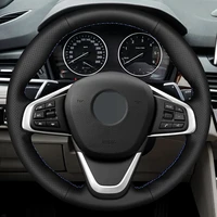 car products diy black non slip breathable genuine leather%c2%a0car accessories steering wheel cover for bmw f45 f46 x1 f48 x2 f39