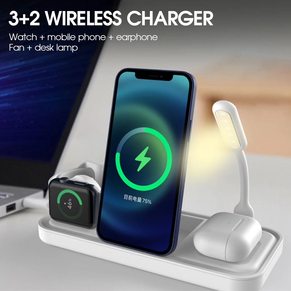 

Multifunction 4 In 1 Wireless Charger Folding Magnetic 18W Fast Charging Stand Dock for Samsung Earphone Apple Watch Airpods Pro