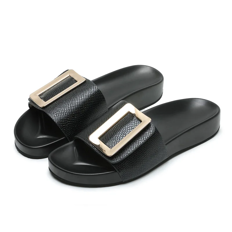 

Big Size Slippers Soft Flat Shoes Female Summer Clogs Woman Platform Low Slides Rivet Comfort Beach Hoof Heels Scandals Fabric P