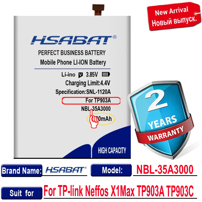 Аккумулятор HSABAT емкостью 3800 мА · ч аккумулятор большой емкости для TP-link Neffos X1Max