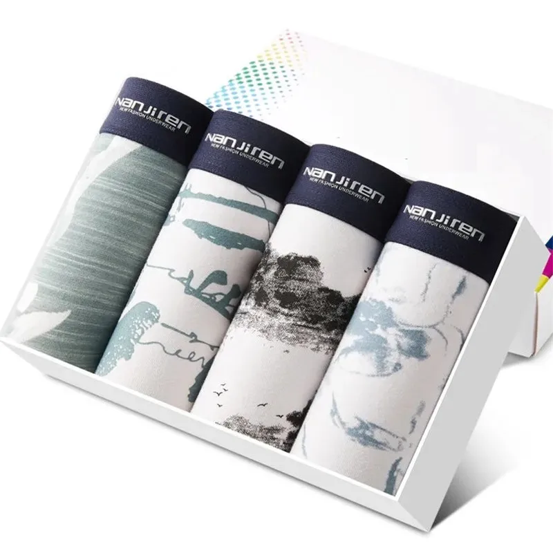 Боксеры мужские 4 шт./лот мягкое нижнее белье трусы из модала 24 цвета L 4XL|Мужские