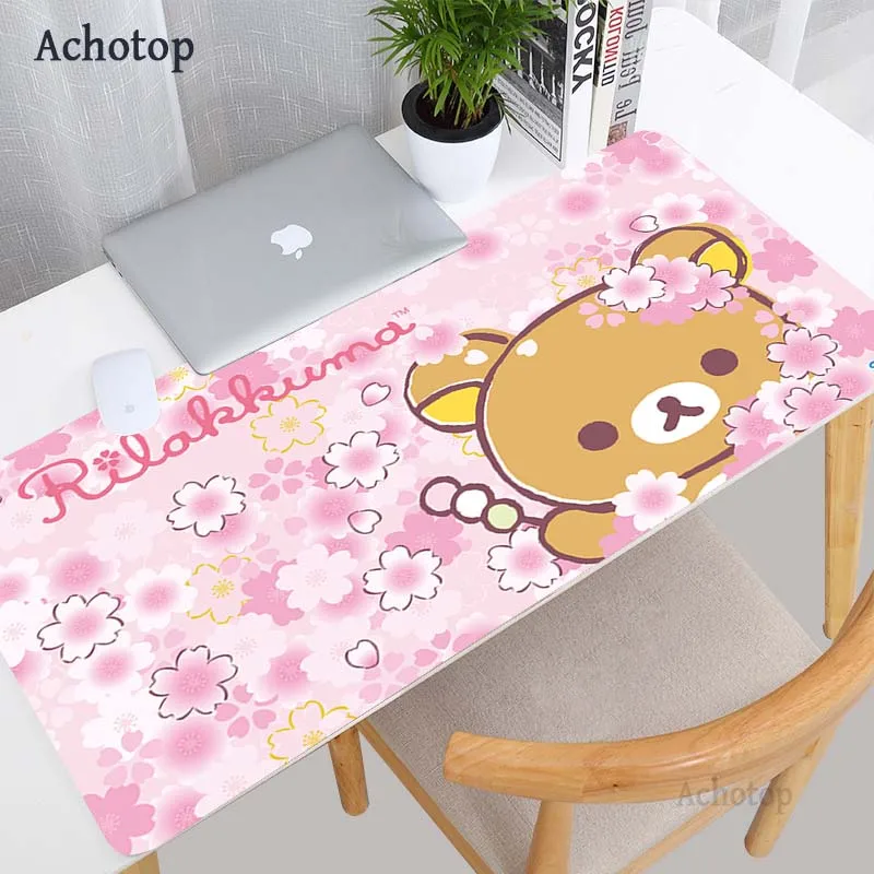 large anime pink mousepad gamer kawaii mouse pad cute gaming accessories keyboard mouse pad rubber otaku big laptop desk mats free global shipping