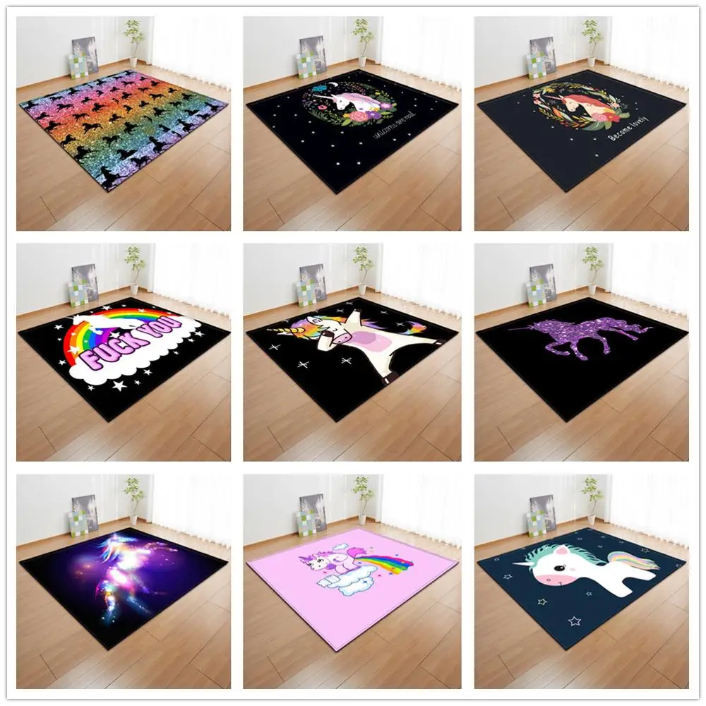 Мультяшный 3D ковер с принтом единорога детские игровые коврики для спальни