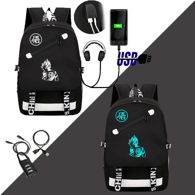 Style B3 IMIDO Dragon Ball Z рюкзаки светящиеся студентов мультфильм зарядка через usb плечи рюкзак черный дышащий обратно в школу сумка - Цвет: Style B3