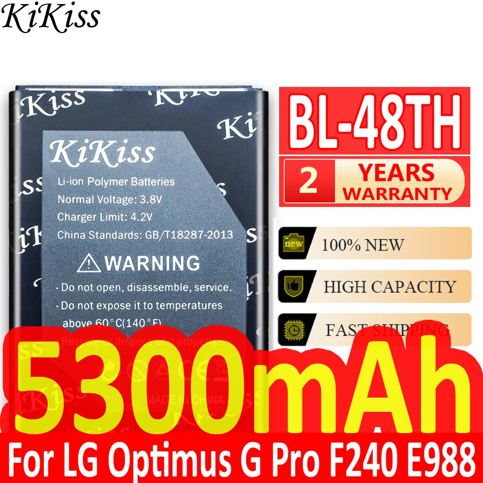 

KiKiss 5300mAh Phone Rechargeable Battery BL-48TH For LG Optimus G Pro F240 E988 E986 E985 E980 E940 F310 D684 BL 48TH Batteries