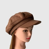octagonal cap british tweed hat autumn winter fashion painters keep warm hats casual british retro pu womens solidberet cap