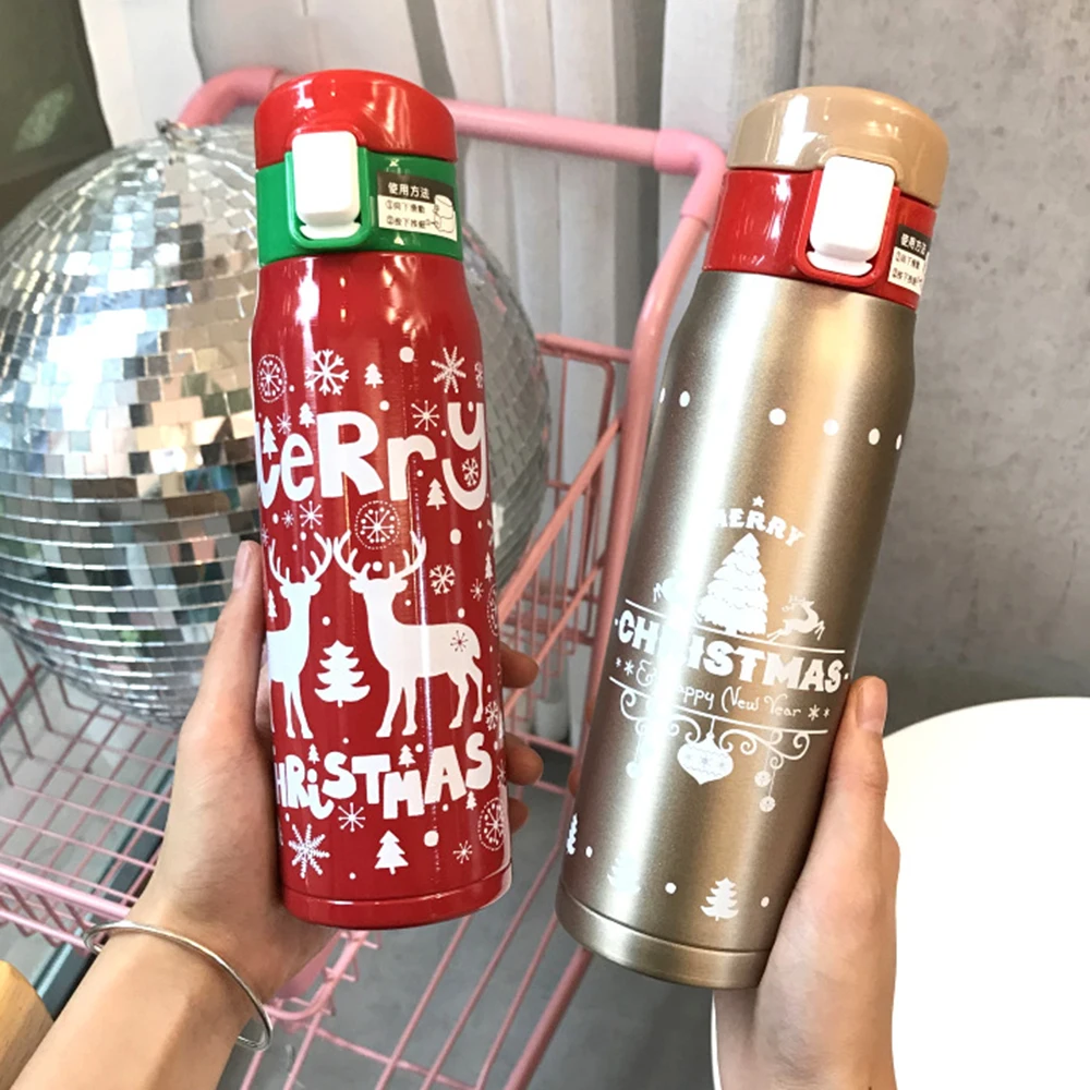 Рождественская Вакуумная чашка 500 мл термос из нержавеющей стали Термокружка для