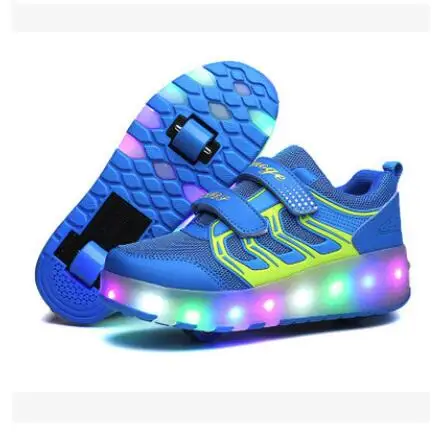 Photo Color 6 Heelys/модная детская обувь для мальчиков с USB, светодиодный светильник, Детские кроссовки с двумя колесами, детские роликовые коньки, светящаяся обувь для девочек - Цвет: Photo Color 6